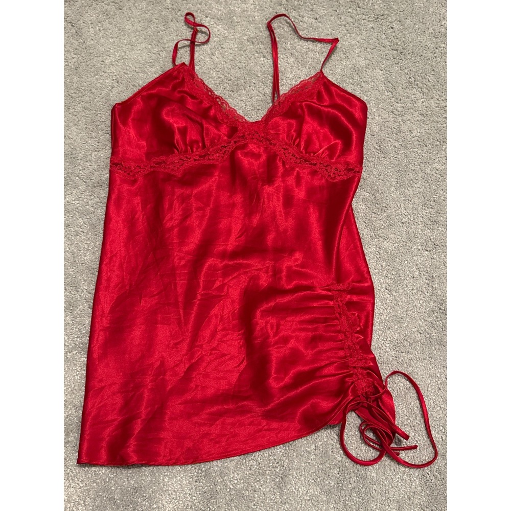 Victoria's Secret Red Satin Lace Chemise